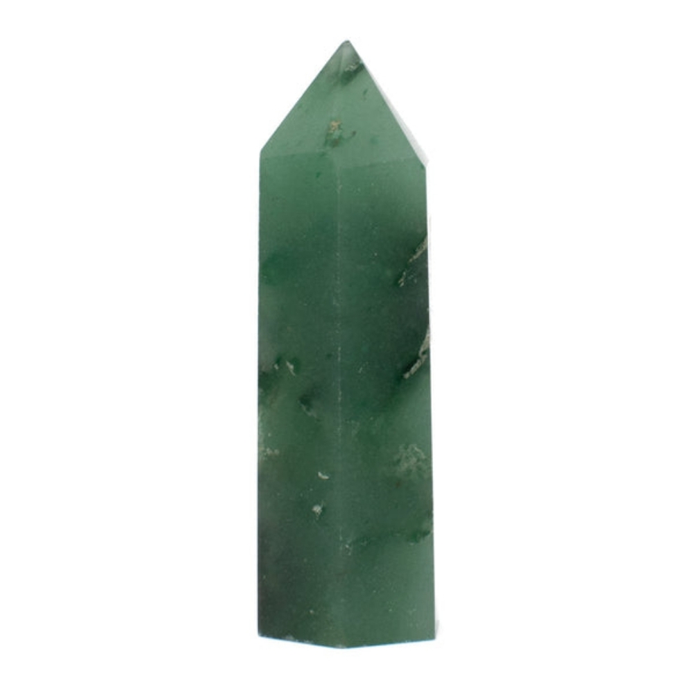 1pc Majestic Green Goldstone Crystal Tower - Shimmering Architectural Beauty
